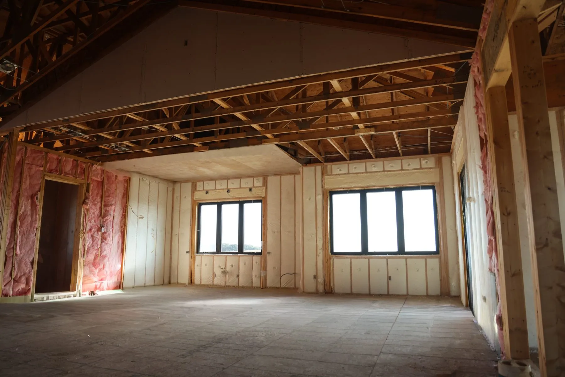 Finished spray foam work inside an Arizona building